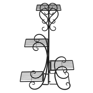 Square Potted Slot, Metal Plant Stand - Black
