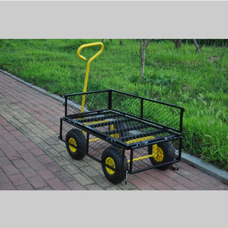 Carriage Garden Cart Steel Garden Cart With Swivel Handle And Detachable Sides, Practical Heavy Duty Garden Cart And Trolley