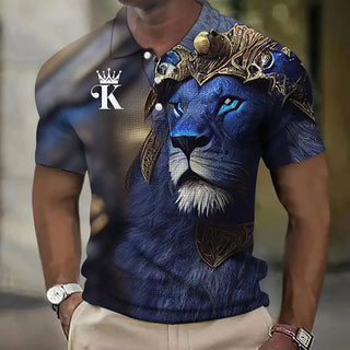 Animal Men'S Polo Shirt 3d Lion Printing Casual Daily Lapel Tops Tees Fierce Beast T Shirt For Man Clothing Summer Short Sleeves - Thomas Family Essentials LLC