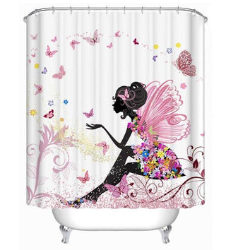 Art Design Graffiti Art Hip Hop African Girl with Black Hair Big Earring with Modern Building Shower Curtain for Bathroom Decor - Thomas Family Essentials LLC