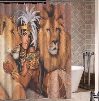Art Design Graffiti Art Hip Hop African Girl with Black Hair Big Earring with Modern Building Shower Curtain for Bathroom Decor - Thomas Family Essentials LLC