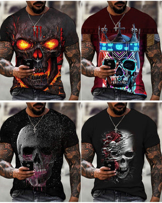 Dark Horror Skull 3D Printed Summer T-shirt Short Sleeve Men's Clothing Cross-border Foreign Trade Best Seller In Europe And America Factory Direct DIY - Thomas Family Essentials LLC