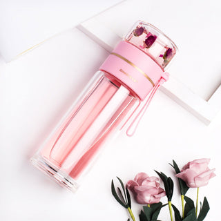 Glass Water Bottle With Tea Infuser Filter Tea Separation Double Wall Glass Bottle Leakproof Water Bottle - Thomas Family Essentials LLC