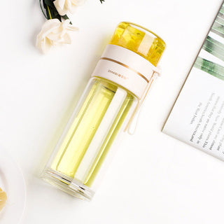 Glass Water Bottle With Tea Infuser Filter Tea Separation Double Wall Glass Bottle Leakproof Water Bottle - Thomas Family Essentials LLC