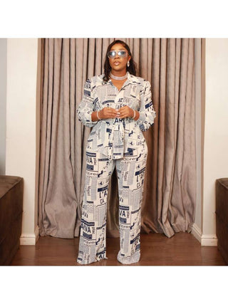 Number Tie-wrap Casual Pant Sets