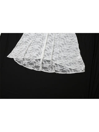 Vestido largo sin tirantes con lazo y encaje transparente