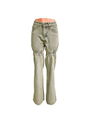 Vintage Distressed Hollow-out Denim Jeans