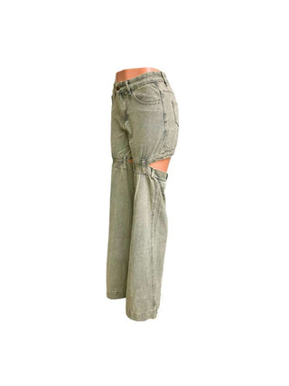 Vintage Distressed Hollow-out Denim Jeans