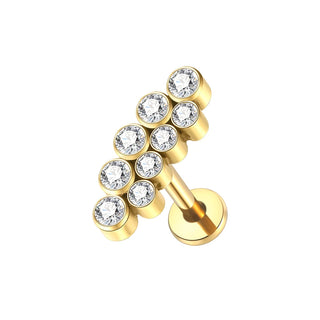PVD Titanium PIERC Labret Stud Double CZ Paved Ear Cartilage Tragus Helix Earrings Lip Ring Daith Piercing Gift for Women