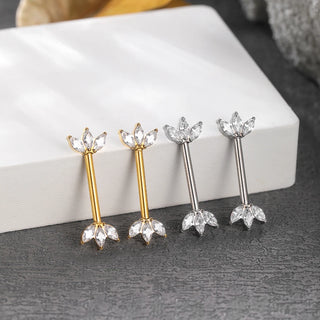 1PC Gold Color Nipple Piercings for Breasts CZ Flower Nipple Ring Sets 14G Titanium Nipple Shield Barbell Nipple Bars for Women
