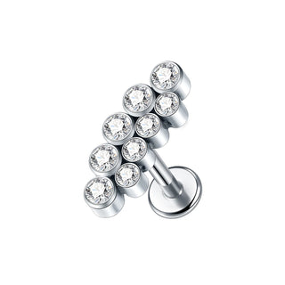 PVD Titanium PIERC Labret Stud Double CZ Paved Ear Cartilage Tragus Helix Earrings Lip Ring Daith Piercing Gift for Women