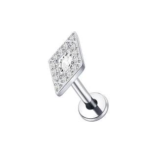 ASTM F136 Titanium 16G Square &Round CZ Labret Medusa Monroe Piercing Helix Cartilage Conch Tragus Lobe Stud Earring Jewelry