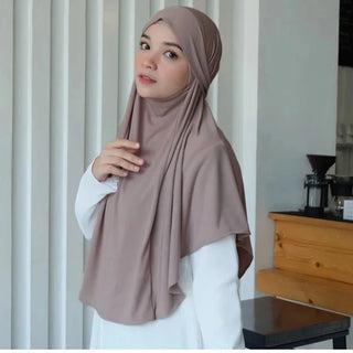 Large Plain Muslim Ethnic Scarf Women Hijab Islamic Muslim Hijab Instant Turban Arabic Scarfs Khimar Headwraps(FRNT56CM,BK90CM)