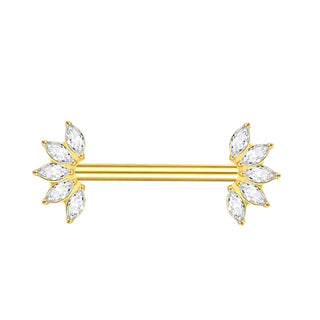 PVD Titanium Nipple Piercing Bar For Women 14G Bezel Set CZ Front Facing Barbell Nipple Shield Ring Sexy Body Jewelry