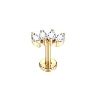 16G 8mm Labret Piercings Lip Ring Gold Color CZ Titanium Cartilage Helix Lobe Conch Earring Stud Piercings Women Jewelry