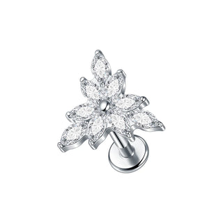 16G CZ Tragus Helix Cartilage Stud Earrings Titanium Flat Back Ear Labret Piercing Lip Stud Zircon Nose Stud Body Jewelry