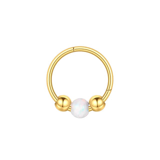 Titanium Opal Bead Septum Clicker Nose Hoop Rings Hinged CZ Cartilage Earring Helix Rook Tragus Daith Lip Piercing Jewelry