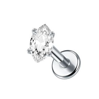 ASTM F136 Titanium 16G Square &Round CZ Labret Medusa Monroe Piercing Helix Cartilage Conch Tragus Lobe Stud Earring Jewelry