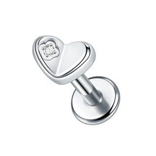 G23 Titanium Ear Cartilage Piercing Moon Heart Crystal Flat Back Ear Studs Tragus Helix Earrings Sexy Jewelry for Women
