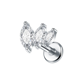 G23 Titanium Ear Cartilage Piercing Moon Heart Crystal Flat Back Ear Studs Tragus Helix Earrings Sexy Jewelry for Women