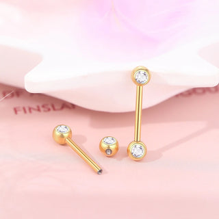 Titanium Nipple Piercing Jewelry CZ Bezel Tongue Nipple Bars Piercing for Breasts Sexy Piercing Mamilo for Women 12-20mm