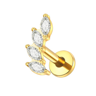 G23 Titanium Ear Cartilage Piercing Moon Heart Crystal Flat Back Ear Studs Tragus Helix Earrings Sexy Jewelry for Women