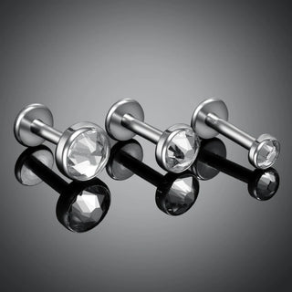 G23 Titanium Internally Threaded Labret Lip Monroe Rings 16G Earrings Stud CZ Gem Ear Cartilage Tragus Piercing Body Jewelry