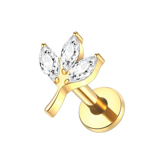 ASTM F136 Titanium CZ Star Flower Spider Flat Back Stud Earring Helix Cartilage Monroe Medusa Tragus Piercing Nose Jewelry