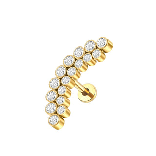 PVD Titanium PIERC Labret Stud Double CZ Paved Ear Cartilage Tragus Helix Earrings Lip Ring Daith Piercing Gift for Women