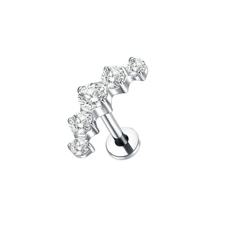 ASTM F136 Titanium CZ Star Flower Spider Flat Back Stud Earring Helix Cartilage Monroe Medusa Tragus Piercing Nose Jewelry