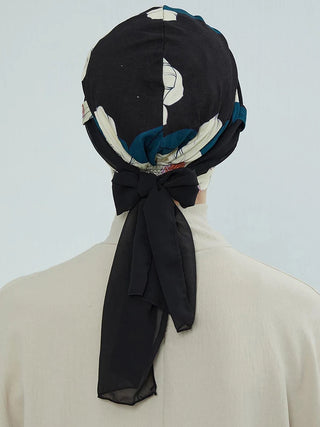 Muslim Instant Turban Woman Hijab Cap Floral Pattern, Strap Design, Adjustable Elasticity