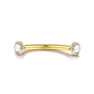 Titanium Zircon Eyebrow Piercing Crystal Curved Barbell Stud Helix Cartilage Lobe Earring Fashion Body Piercing Jewelry