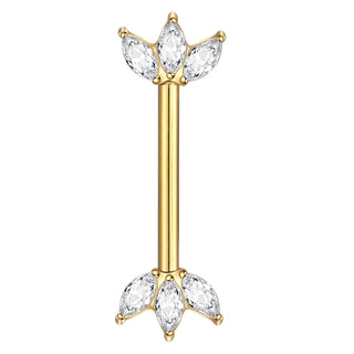 1PC Gold Color Nipple Piercings for Breasts CZ Flower Nipple Ring Sets 14G Titanium Nipple Shield Barbell Nipple Bars for Women