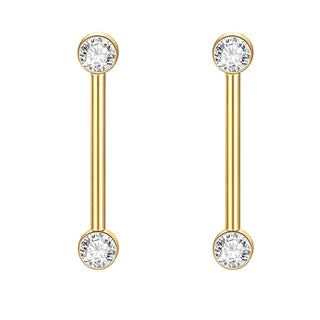 Titanium Nipple Piercing Jewelry CZ Bezel Tongue Nipple Bars Piercing for Breasts Sexy Piercing Mamilo for Women 12-20mm