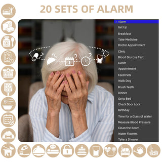 21 Alarms Digital LED Calendar Clock with Multi-Languages to display. Medicine Time Reminder for Elder.Home Desk Wall Decoration