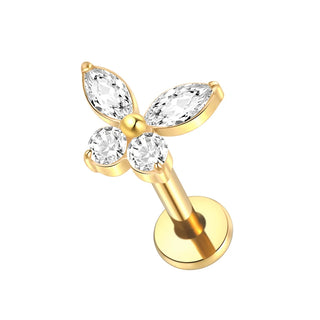 Titanium Ear Cartilage Piercings Flat Back Stud Earring Internal Thread Butterfly Cross CZ Helix Tragus Piercing Jewelry 16G