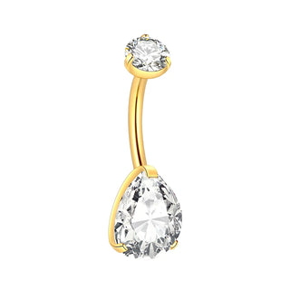 Gold Color CZ  Titanium Navel Nail Piercings Round Heart Drop Zircon Belly Button Rings Piercing Ombligo Women Jewelry