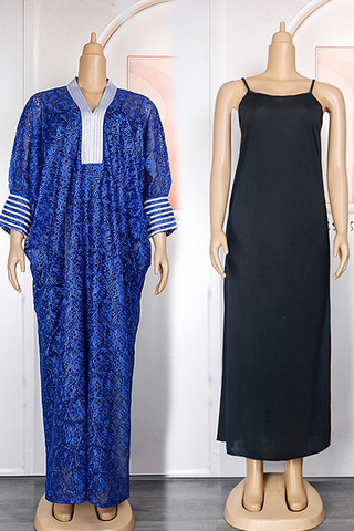 Blue Casual Print Patchwork V Neck Long Sleeve Two Pieces