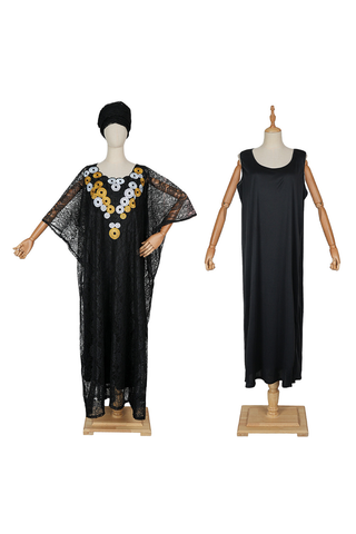 Black Casual Embroidery Hot Drill O Neck Three Quarter Two Pieces