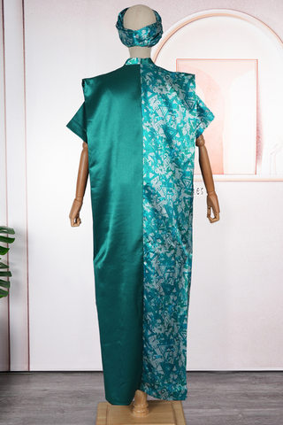 Green Casual Print Beading V Neck Long Dresses