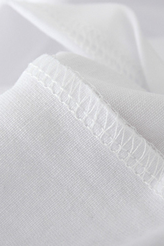White Fashion Print Patchwork O Neck T-Shirts