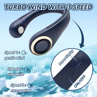 Cooling Neck Fan Portable Fan Cold Air - Fathers Day Gifts For Dad, Hands-Free Wearable Ultra Quiet, Handheld USB Rechargeable For Travel, Gym, Office Perfect Gift 3 Speeds